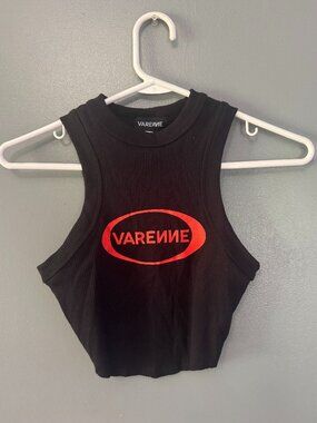 Black ribbed crop tank top